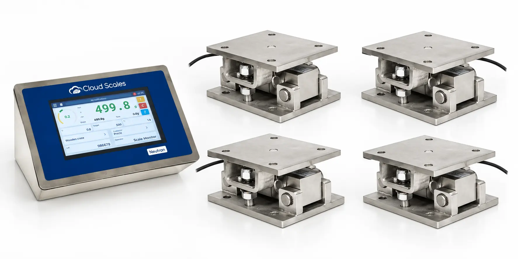 Smart heavy-duty silo weighing kit DSBI with 4 load cells and Neutron NT