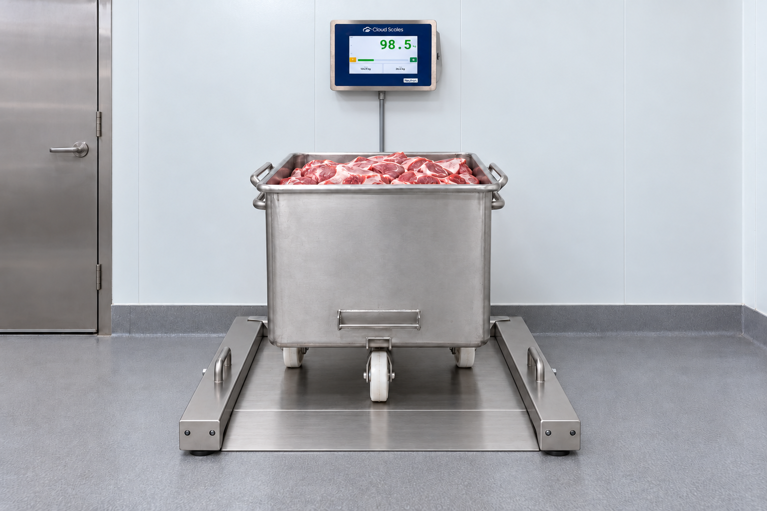 CS-BIN stainless steel trolley scale with Neutron NT
