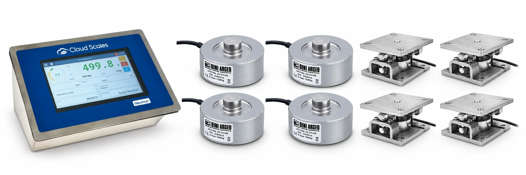 Smart silo weighing kit CPX with 4 load cells and Neutron NT
